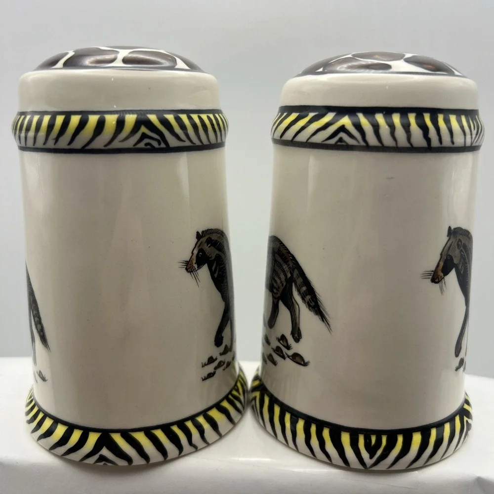 Penzo Pottery Zimbabwe Hand Painted Ceramic Salt Pepper Shakers Signed Phillip